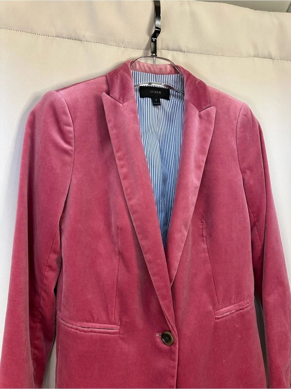 J. Crew Pink Velvet Single-Button Blazer - Size 0 XS